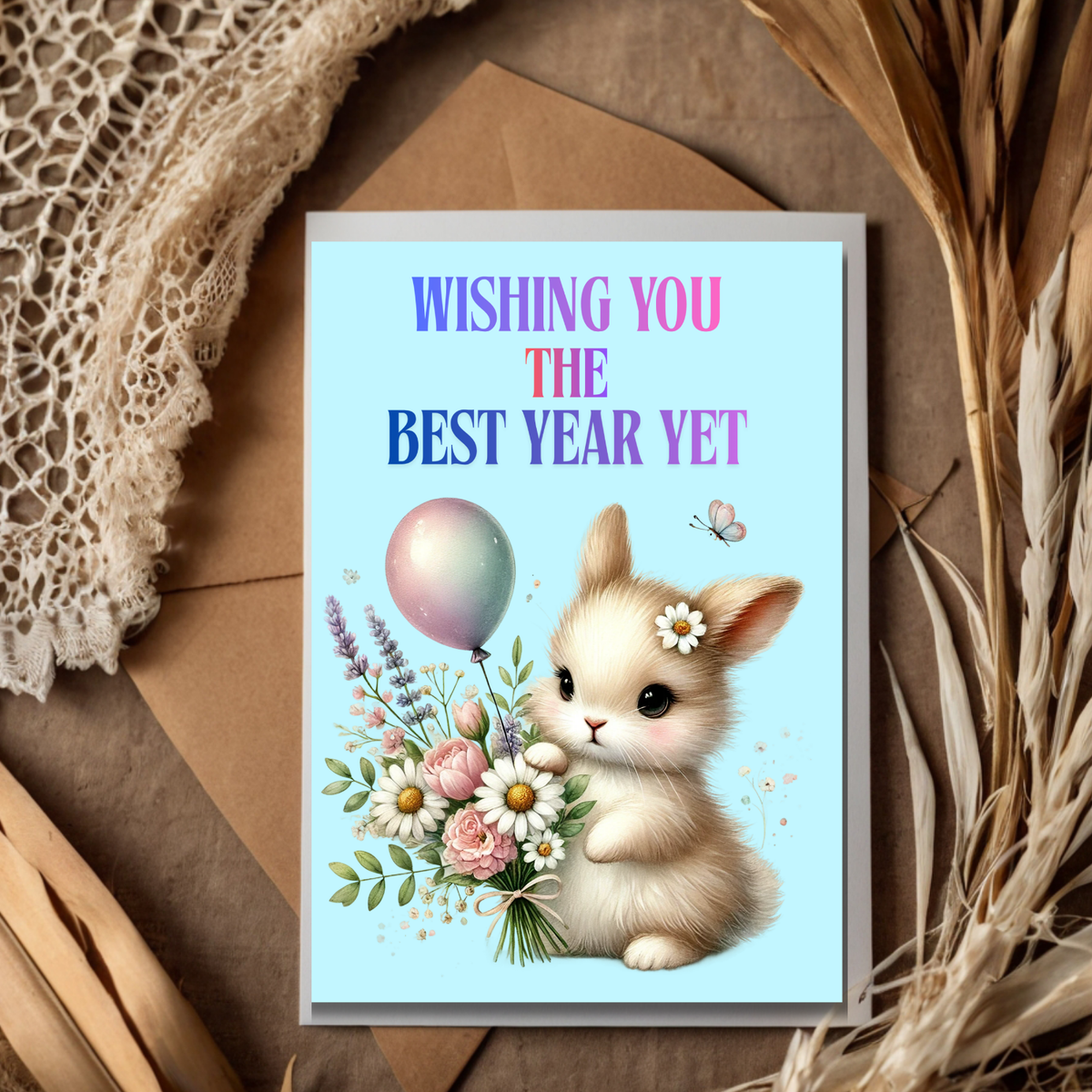The Bunny Wishes Collection Greeting Cards: Wishing You The Best Year Yet Birthday