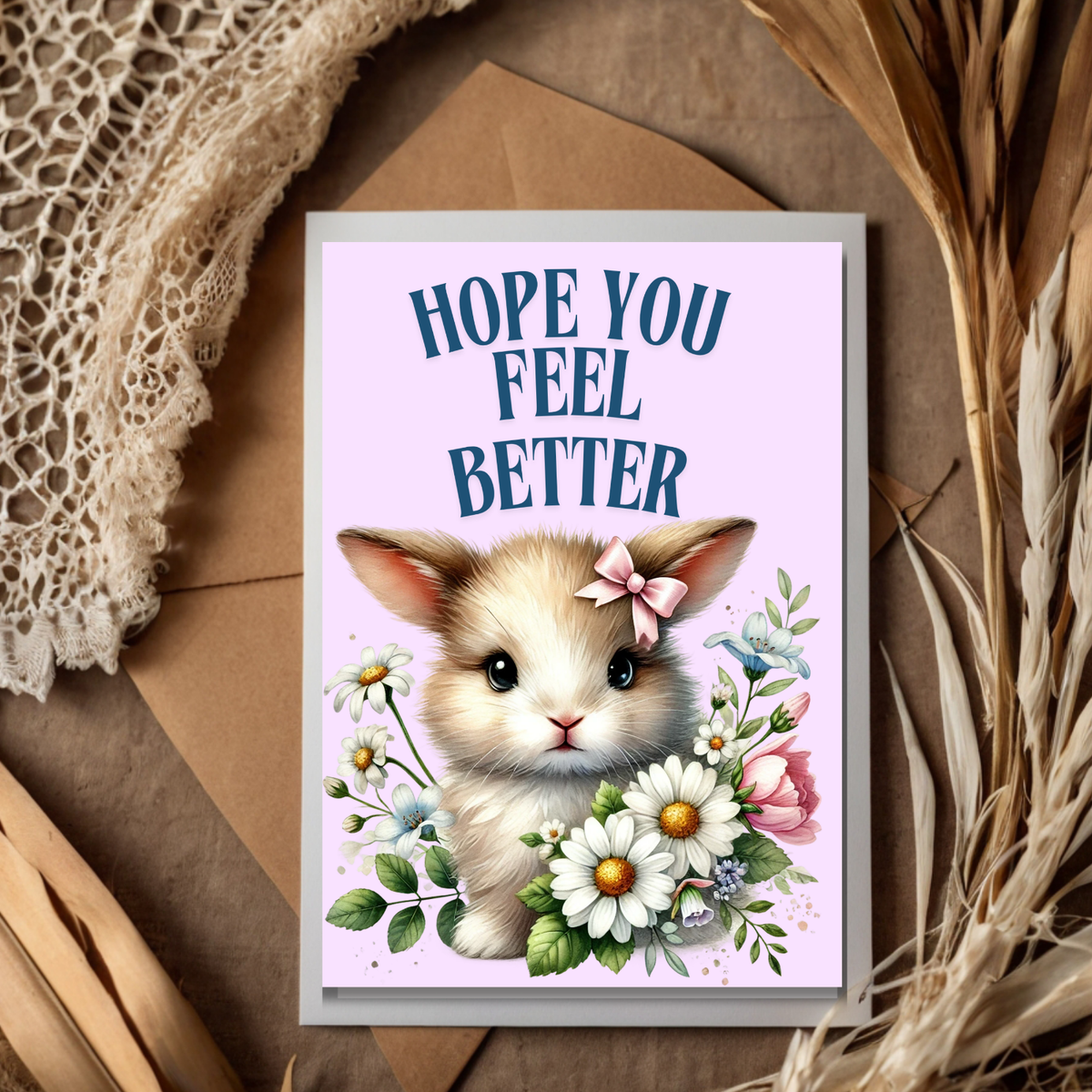 The Bunny Wishes Collection Greeting Cards: Hope You Feel Better
