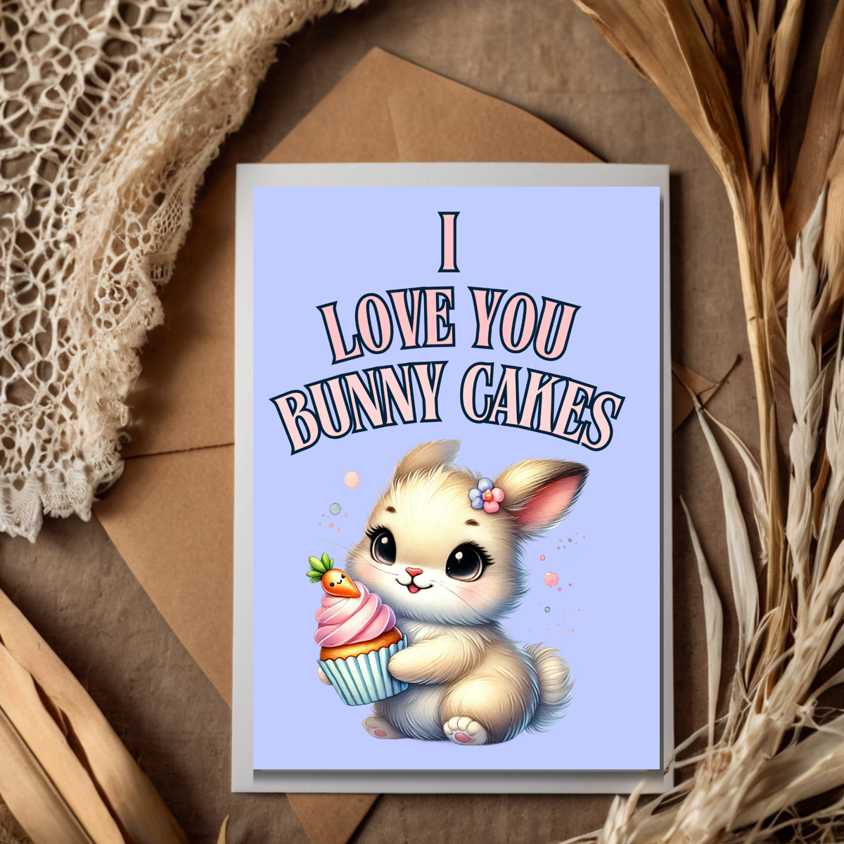 The Bunny Wishes Collection Greeting Cards: I Love You Bunny Cakes