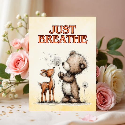 The Forever Friends Collection Greeting Card: Bear & Deer Just Breathe Besties Encouragement Card