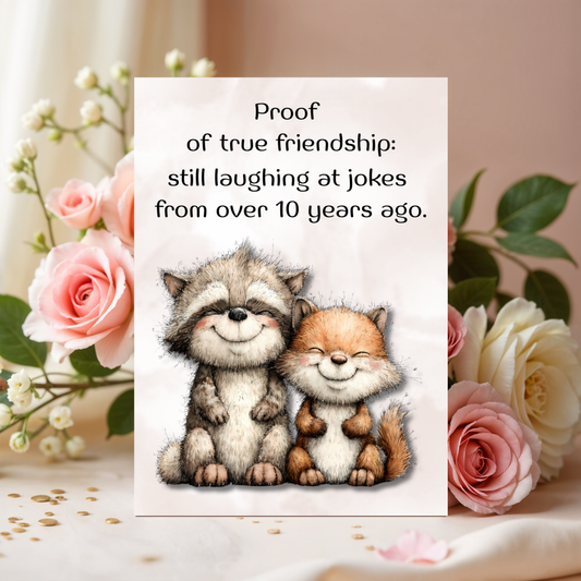 The Forever Friends Collection Greeting Card: Proof of True Friendship: Still laughing at jokes from over 10 years ago.