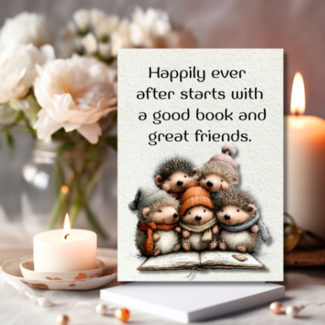 The Book Nook Collection Greeting Card: Book Club Friends Happily Ever After Starts With A Good Book And Great Friends.