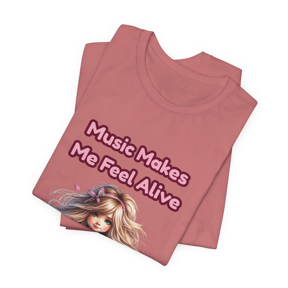 Music Makes Me Feel Alive T‑Shirt - Girl with Guitar Retro Cute Tee