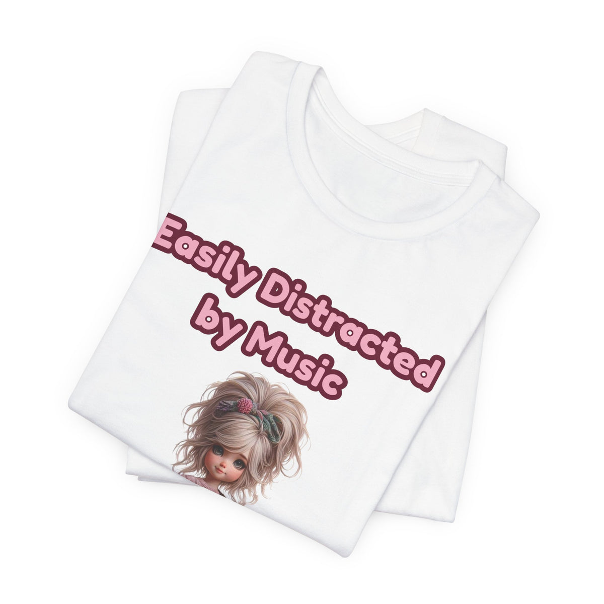Easily Distracted by Music T‑Shirt — Cute Guitar Girl Tee