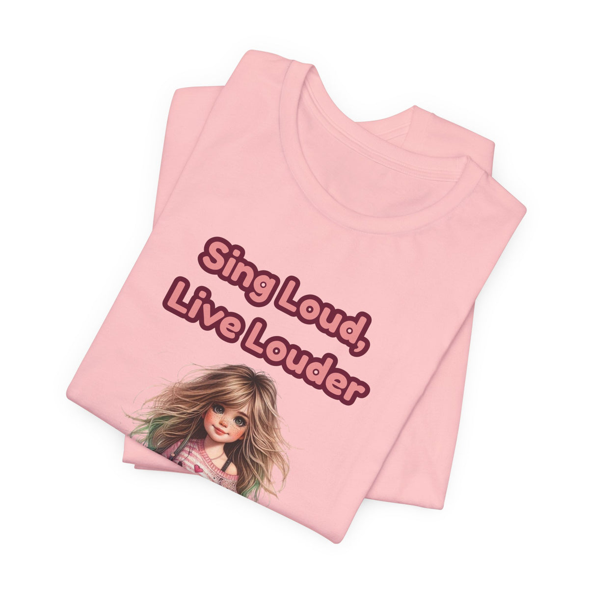 Sing Loud Live Louder Doll Graphic Tee - Cute Girl with Guitar T-Shirt