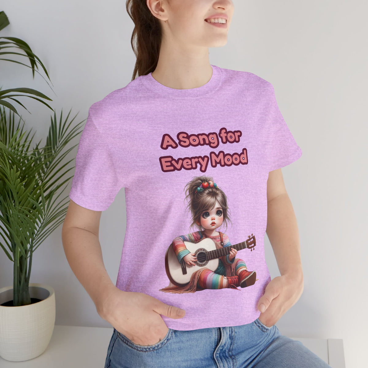 Cute Guitar Girl T-Shirt — "A Song for Every Mood" Graphic Tee