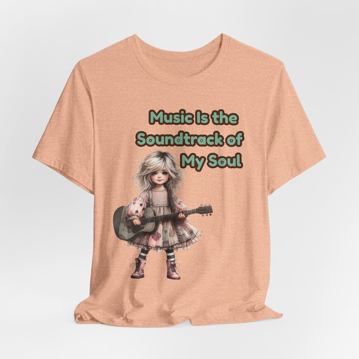 Music Is the Soundtrack of My Soul T-Shirt — Cute Girl with Guitar Tee