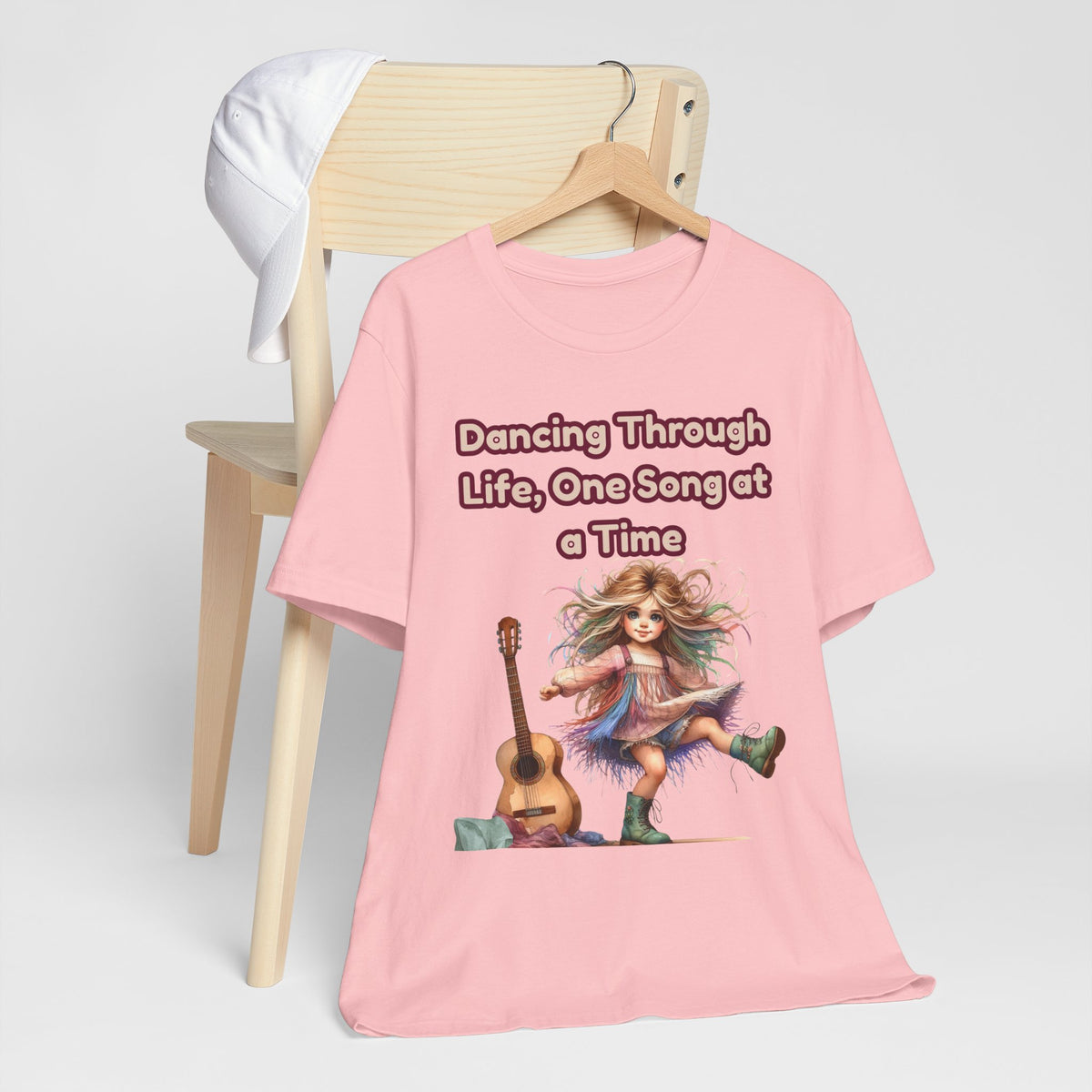 Dancing Through Life Tee — Girl with Guitar Inspirational Music Quote Shirt