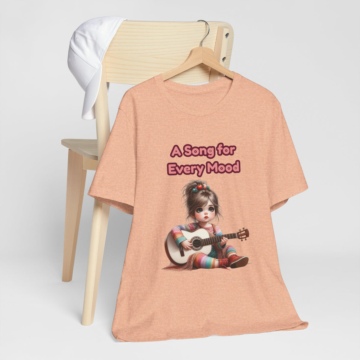 Cute Guitar Girl T-Shirt — "A Song for Every Mood" Graphic Tee