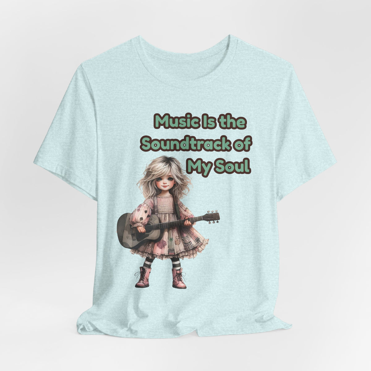 Music Is the Soundtrack of My Soul T-Shirt — Cute Girl with Guitar Tee