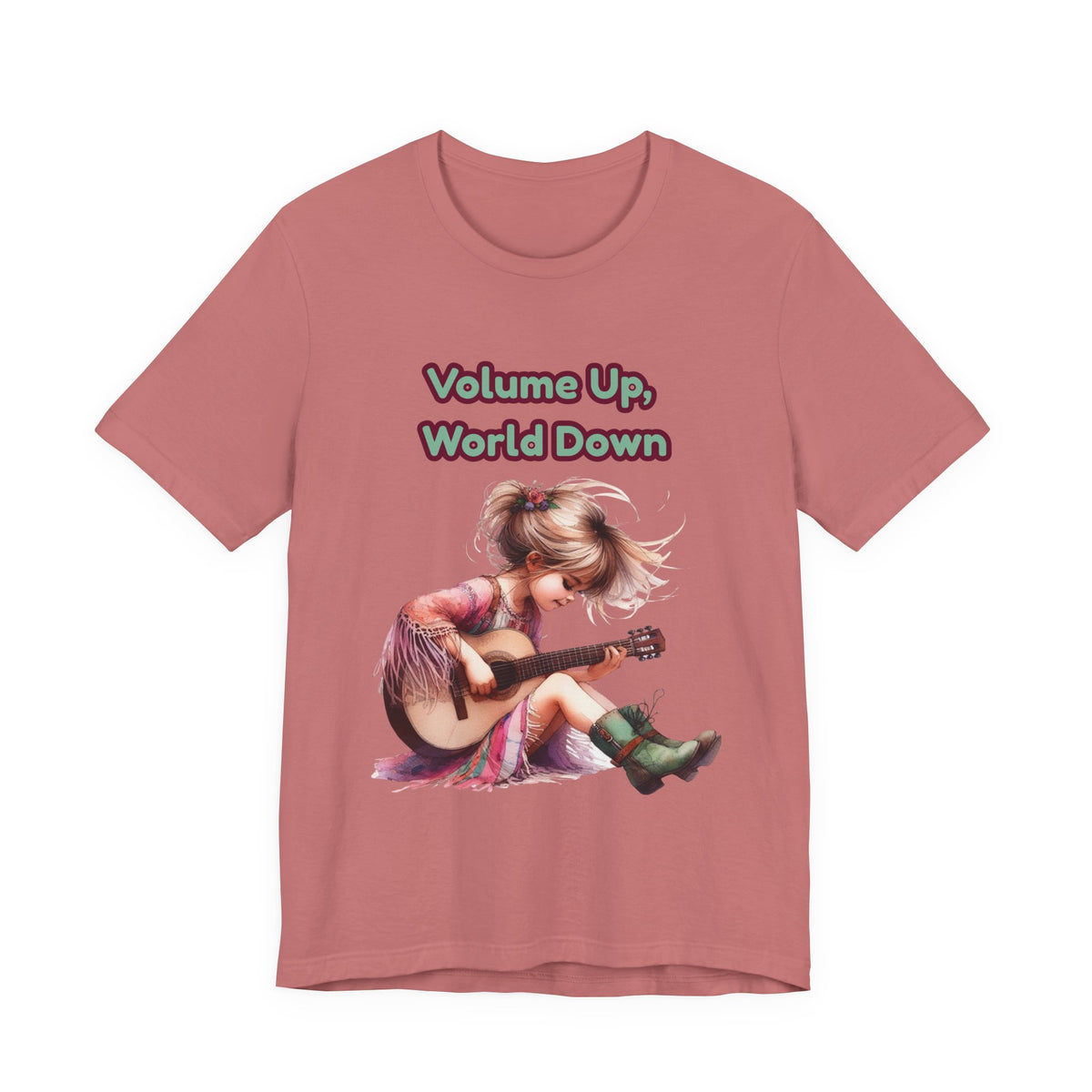 Music Lovers Volume Up, World Down Guitar Tee