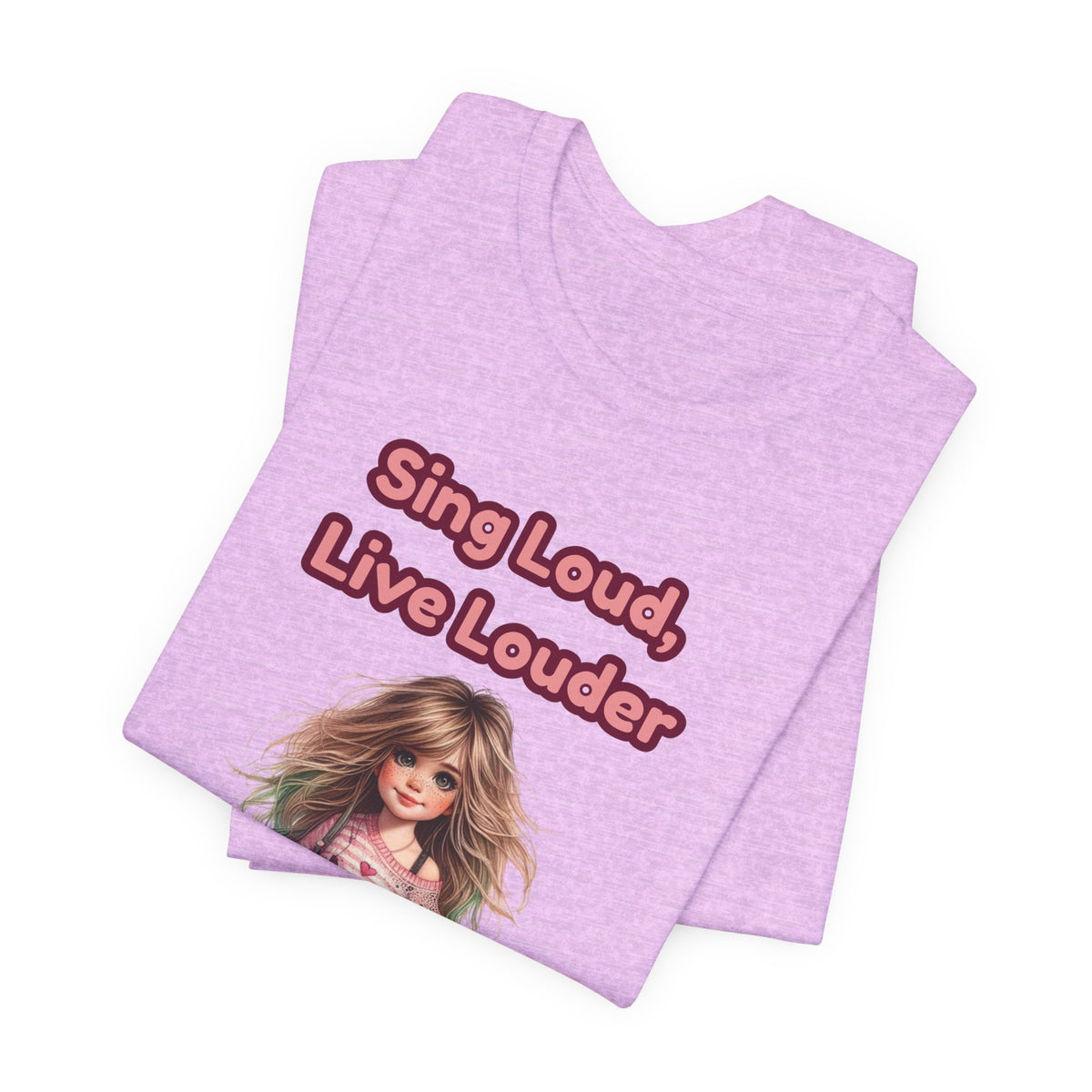 Sing Loud Live Louder Doll Graphic Tee - Cute Girl with Guitar T-Shirt
