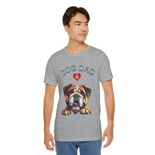 Bulldog Dad T-Shirt – Cute Bulldog Graphic Tee with Heart Paw Design