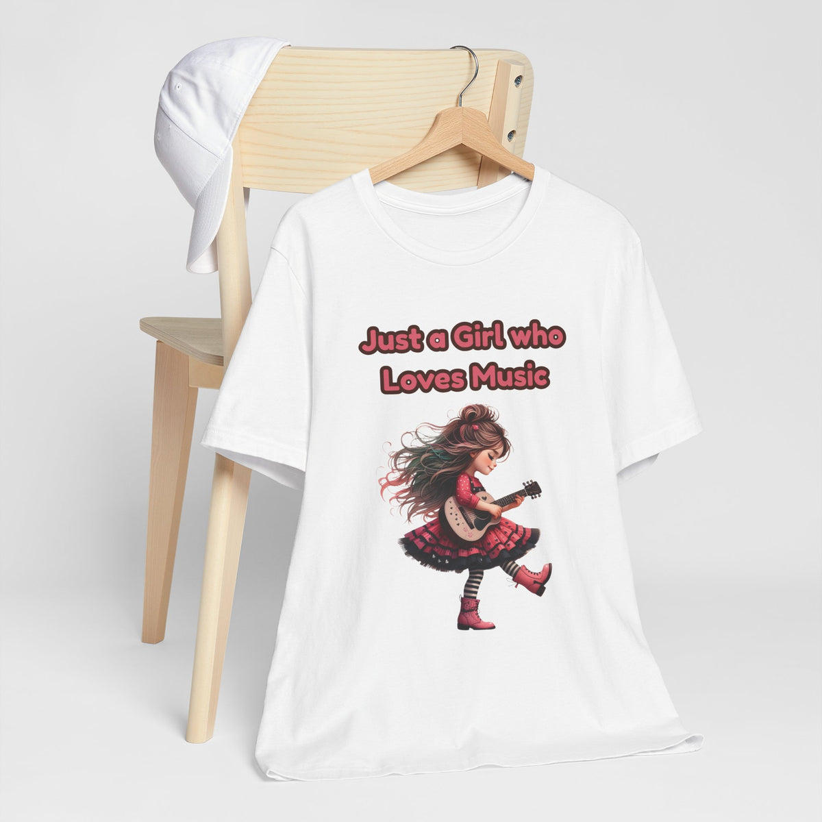 Just a Girl Who Loves Music T-Shirt — Cute Girl Guitar Graphic Tee