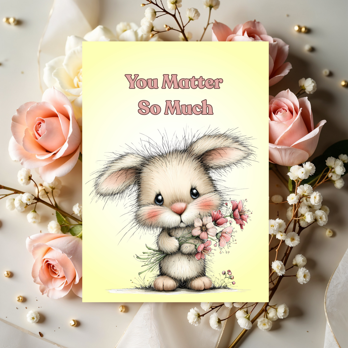 Rabbit Inspirational 5 x 7 Greeting Card: You Matter So Much