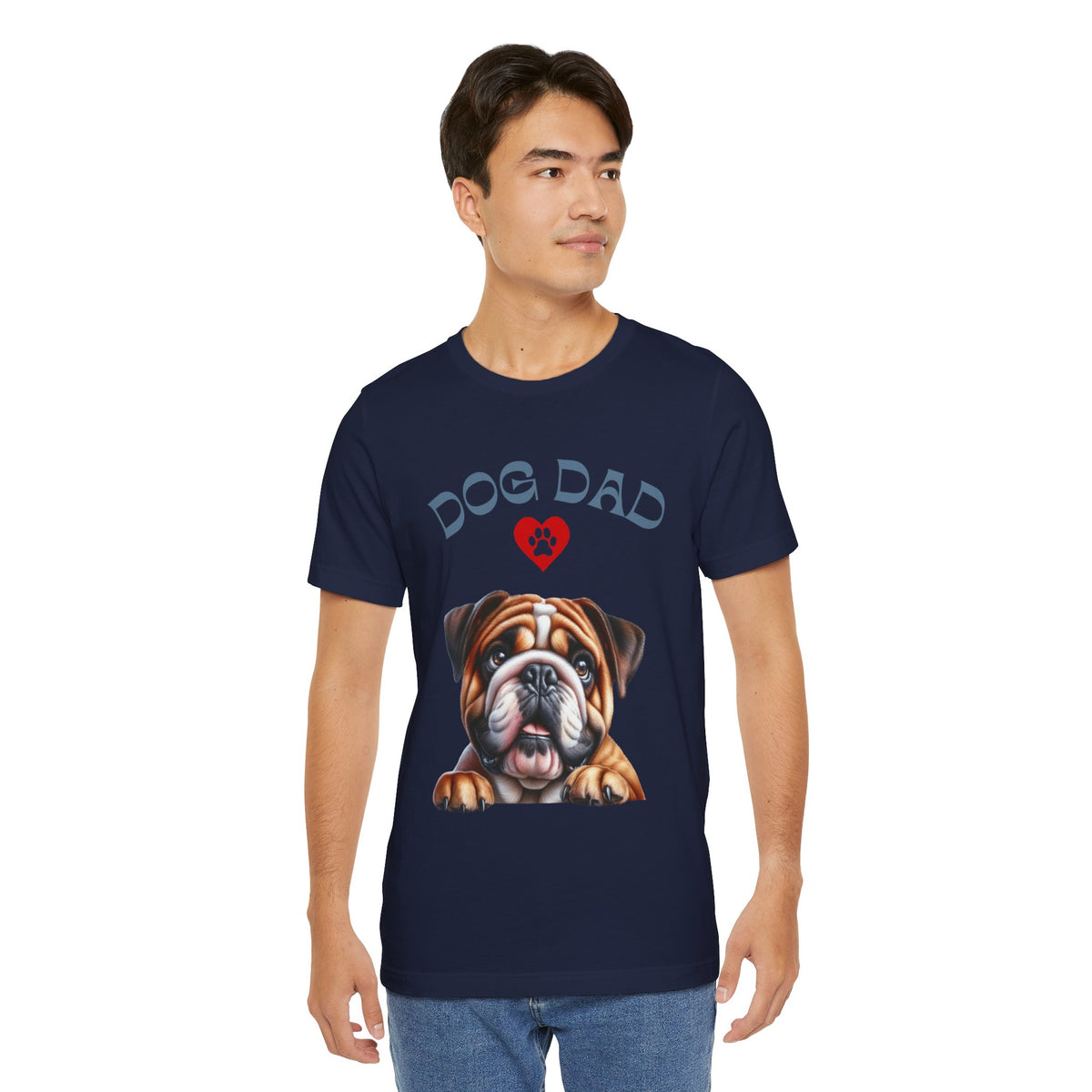 Bulldog Dad T-Shirt – Cute Bulldog Graphic Tee with Heart Paw Design
