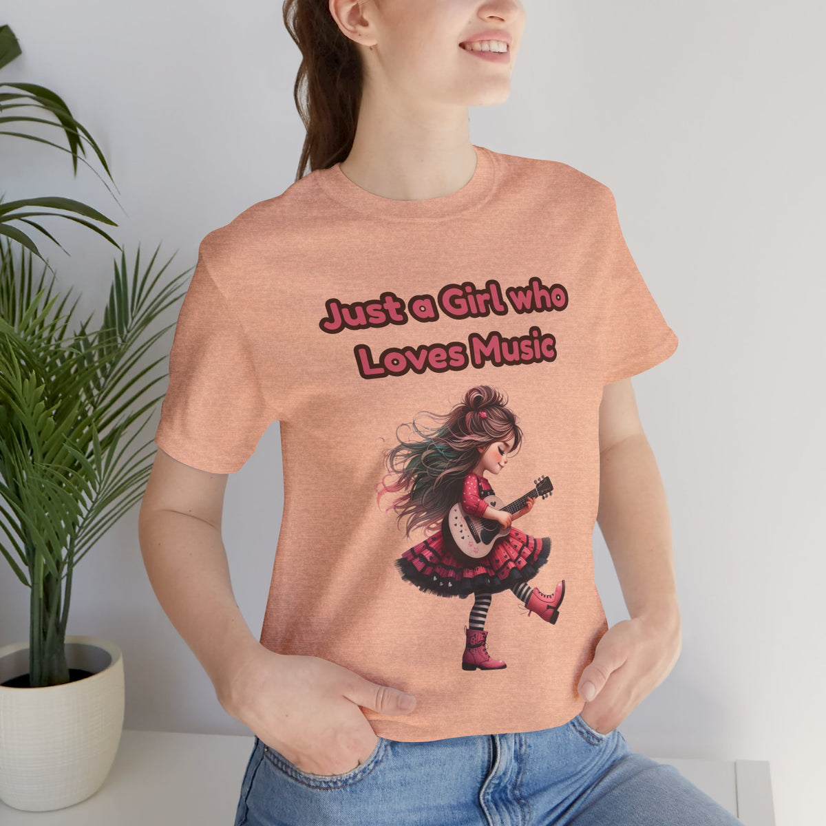 Just a Girl Who Loves Music T-Shirt — Cute Girl Guitar Graphic Tee