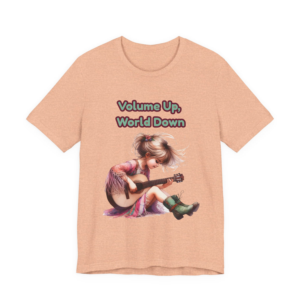 Music Lovers Volume Up, World Down Guitar Tee