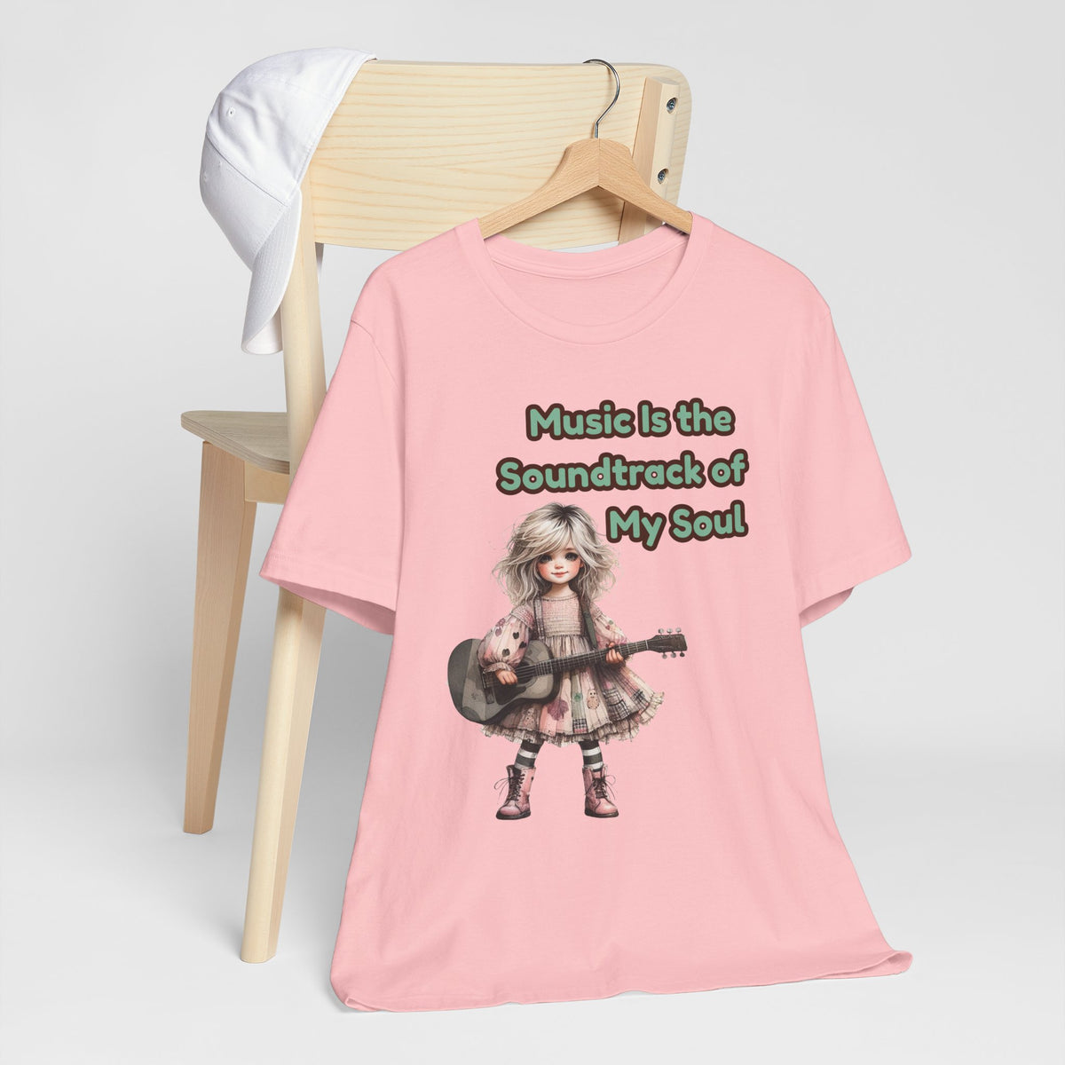 Music Is the Soundtrack of My Soul T-Shirt — Cute Girl with Guitar Tee