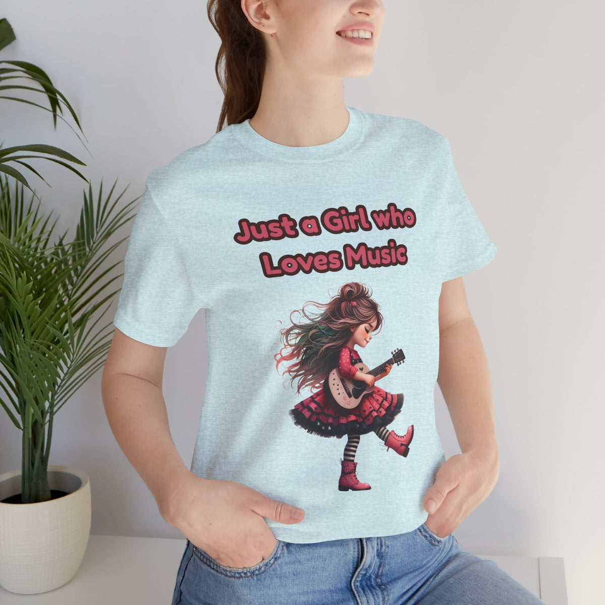 Just a Girl Who Loves Music T-Shirt — Cute Girl Guitar Graphic Tee