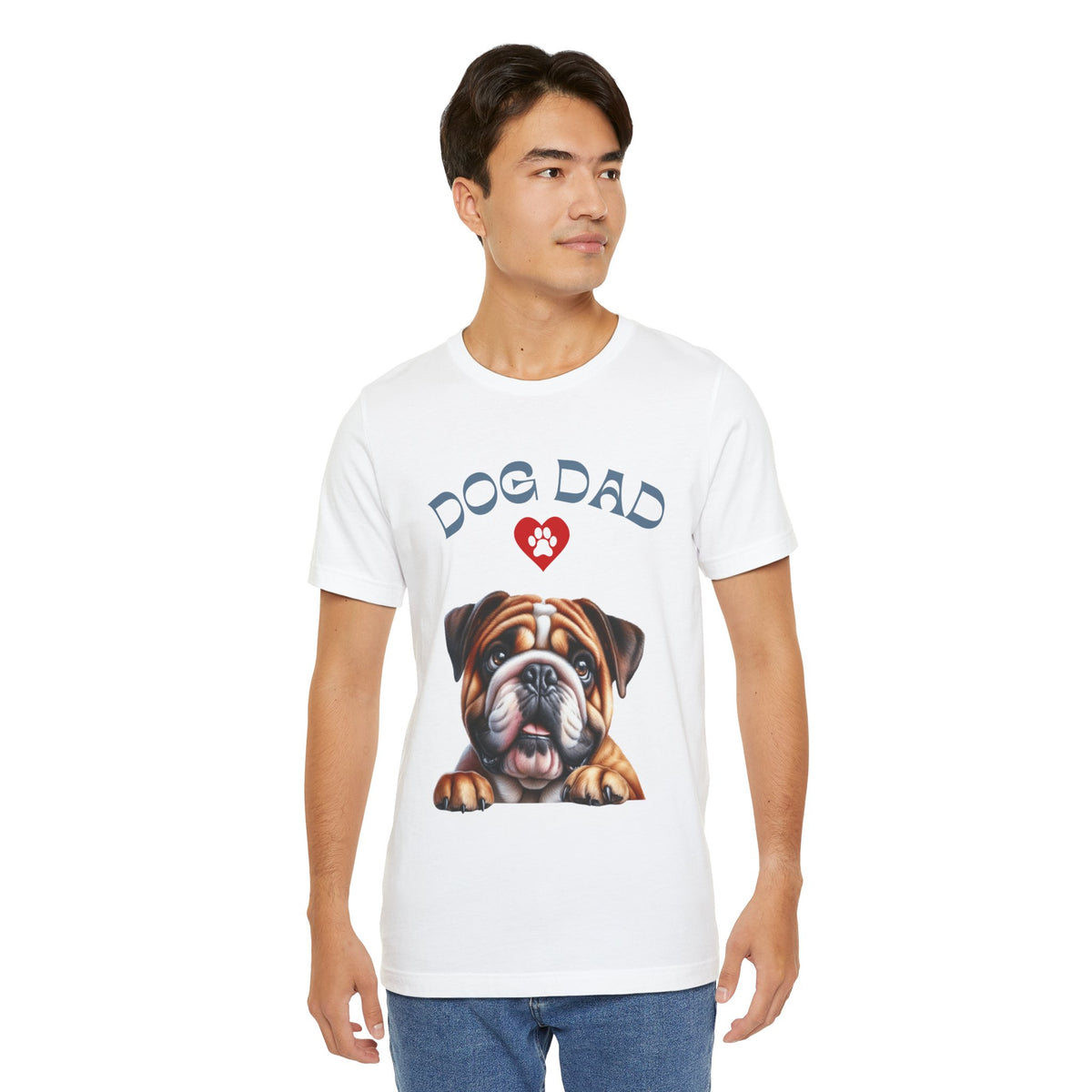 Bulldog Dad T-Shirt – Cute Bulldog Graphic Tee with Heart Paw Design