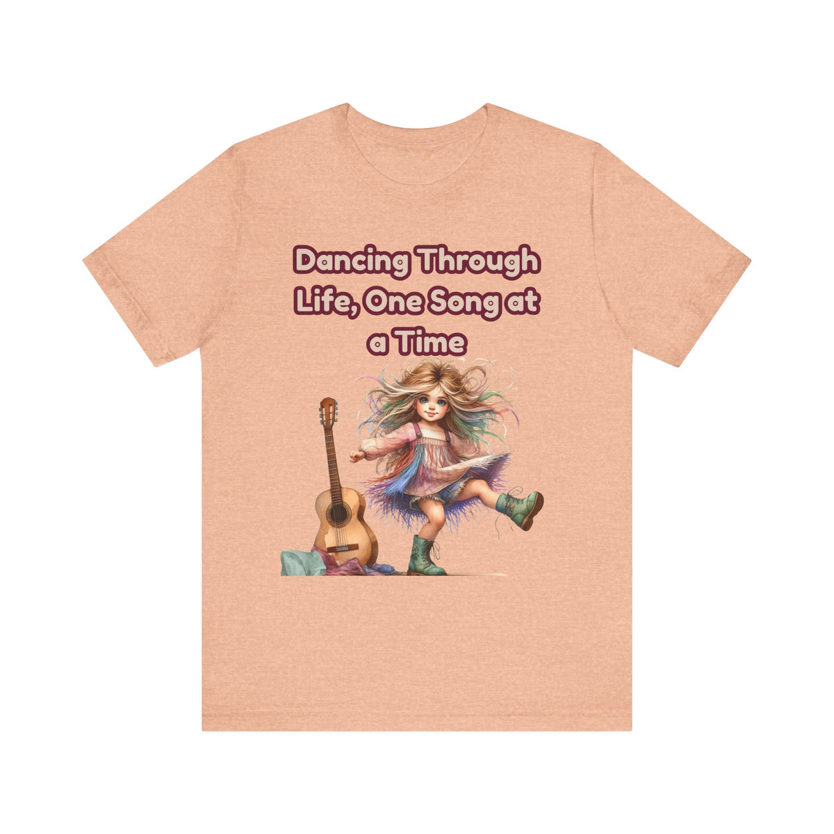 Dancing Through Life Tee — Girl with Guitar Inspirational Music Quote Shirt