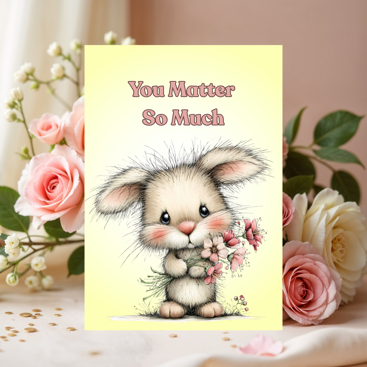 Rabbit Inspirational 5 x 7 Greeting Card: You Matter So Much