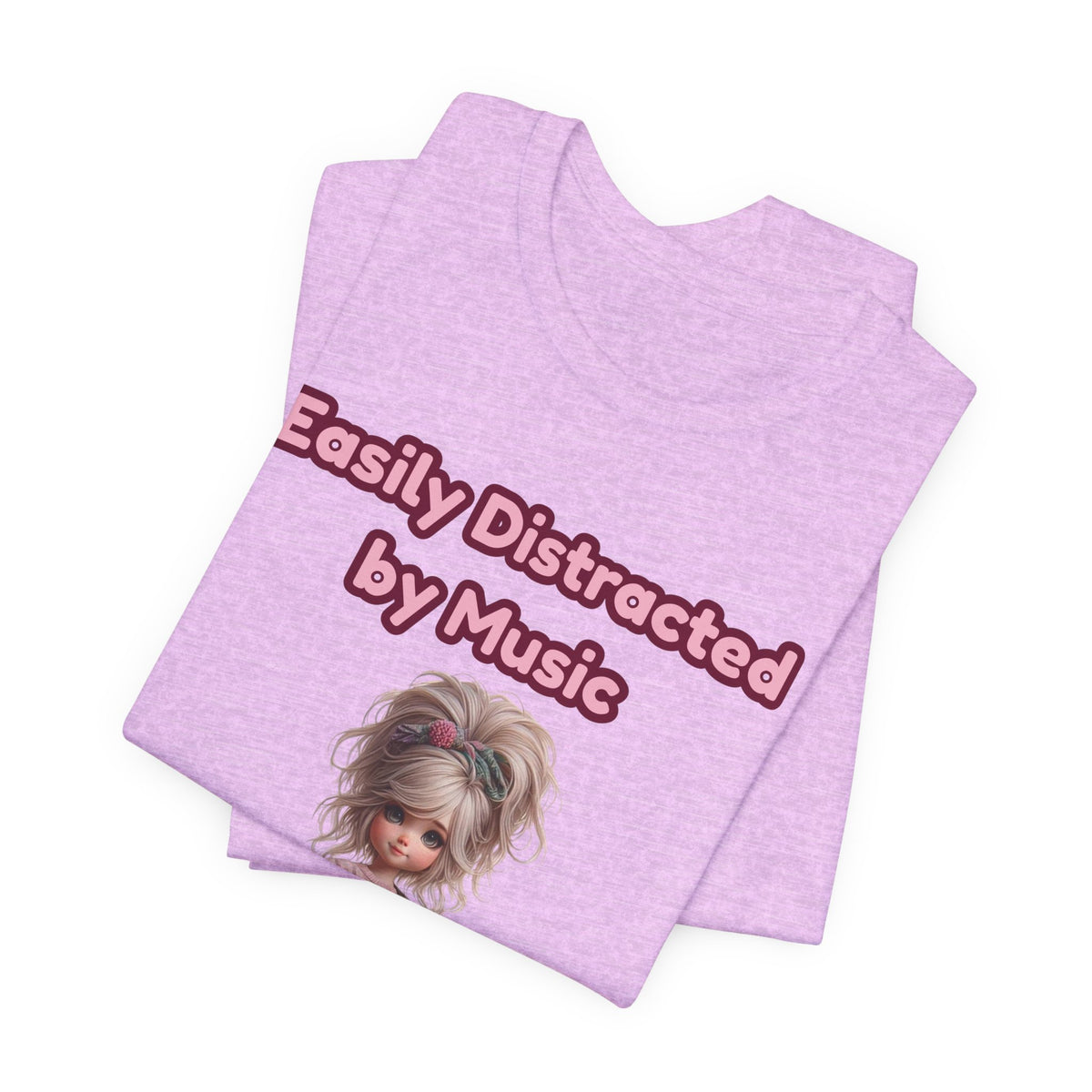 Easily Distracted by Music T‑Shirt — Cute Guitar Girl Tee