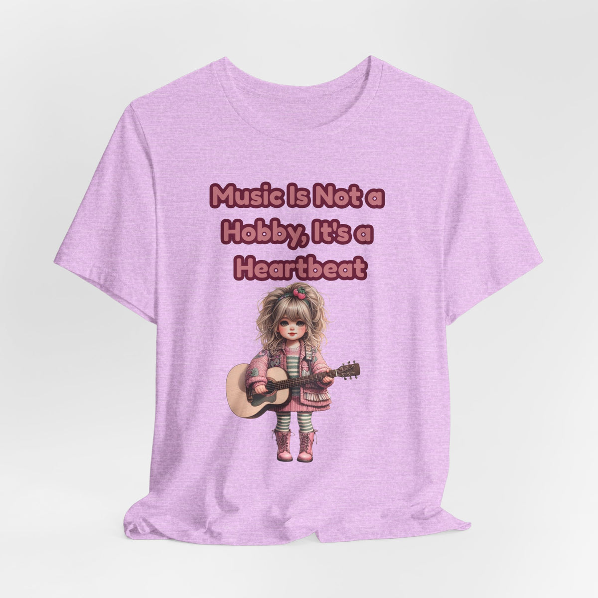 Music Is Not a Hobby It's a Heartbeat Tee - Cute Girl Guitar Graphic T-Shirt