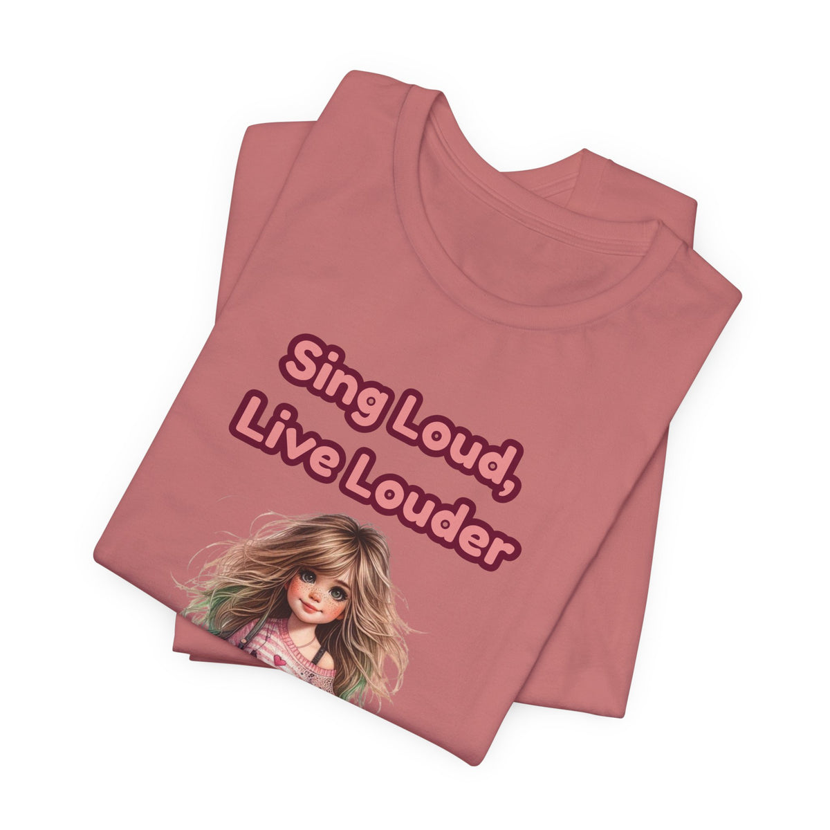 Sing Loud Live Louder Doll Graphic Tee - Cute Girl with Guitar T-Shirt