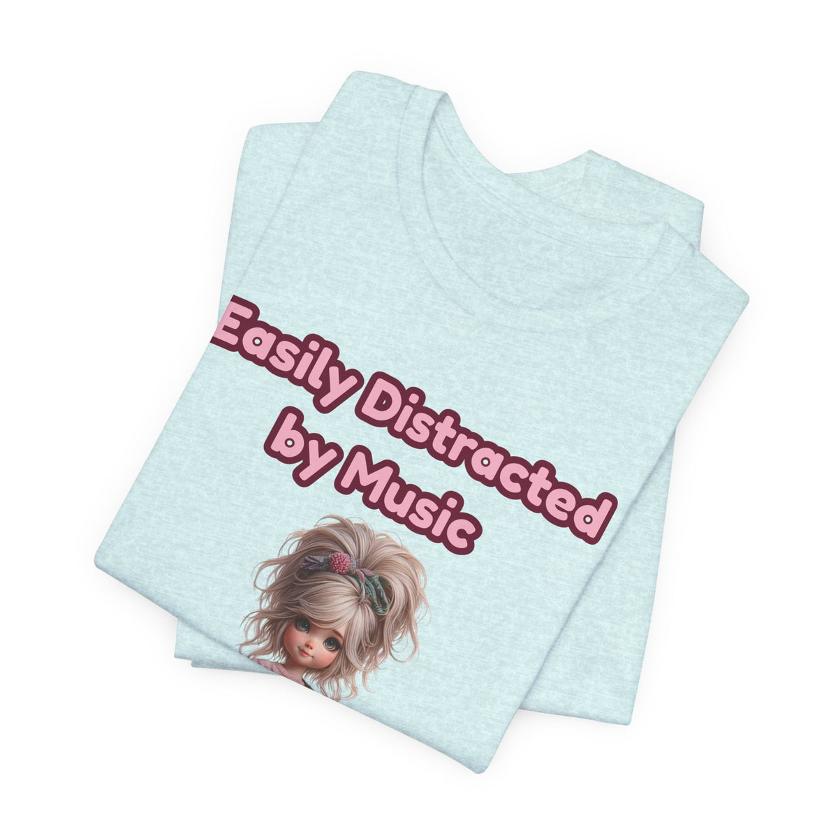 Easily Distracted by Music T‑Shirt — Cute Guitar Girl Tee