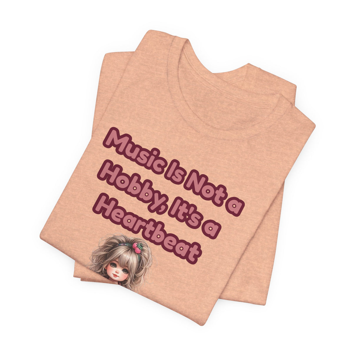 Music Is Not a Hobby It's a Heartbeat Tee - Cute Girl Guitar Graphic T-Shirt