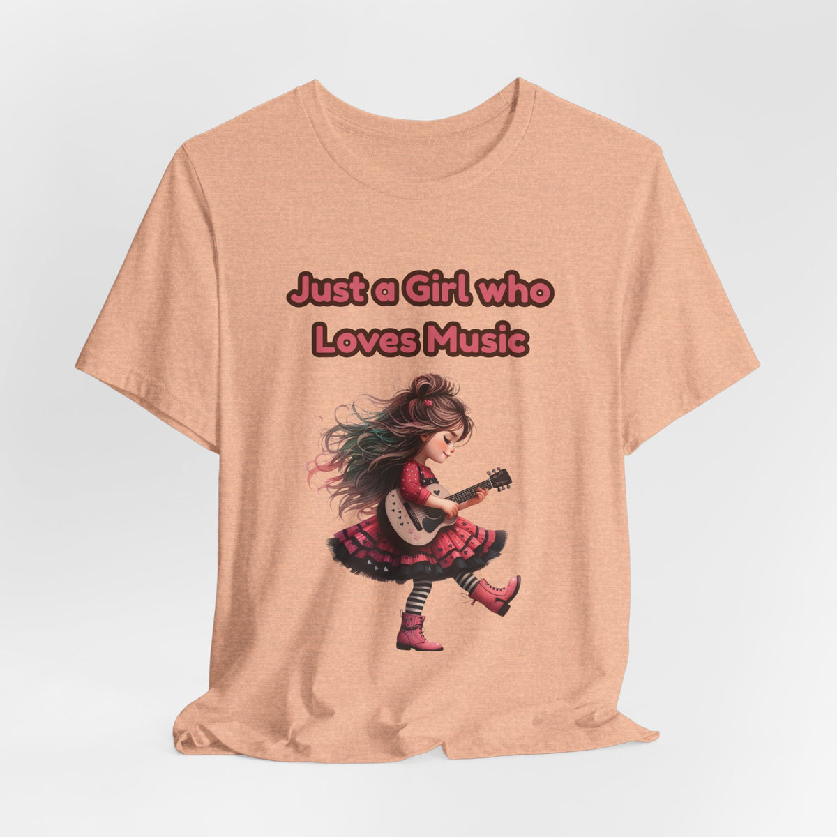 Just a Girl Who Loves Music T-Shirt — Cute Girl Guitar Graphic Tee