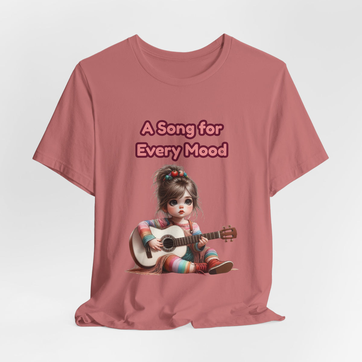 Cute Guitar Girl T-Shirt — "A Song for Every Mood" Graphic Tee