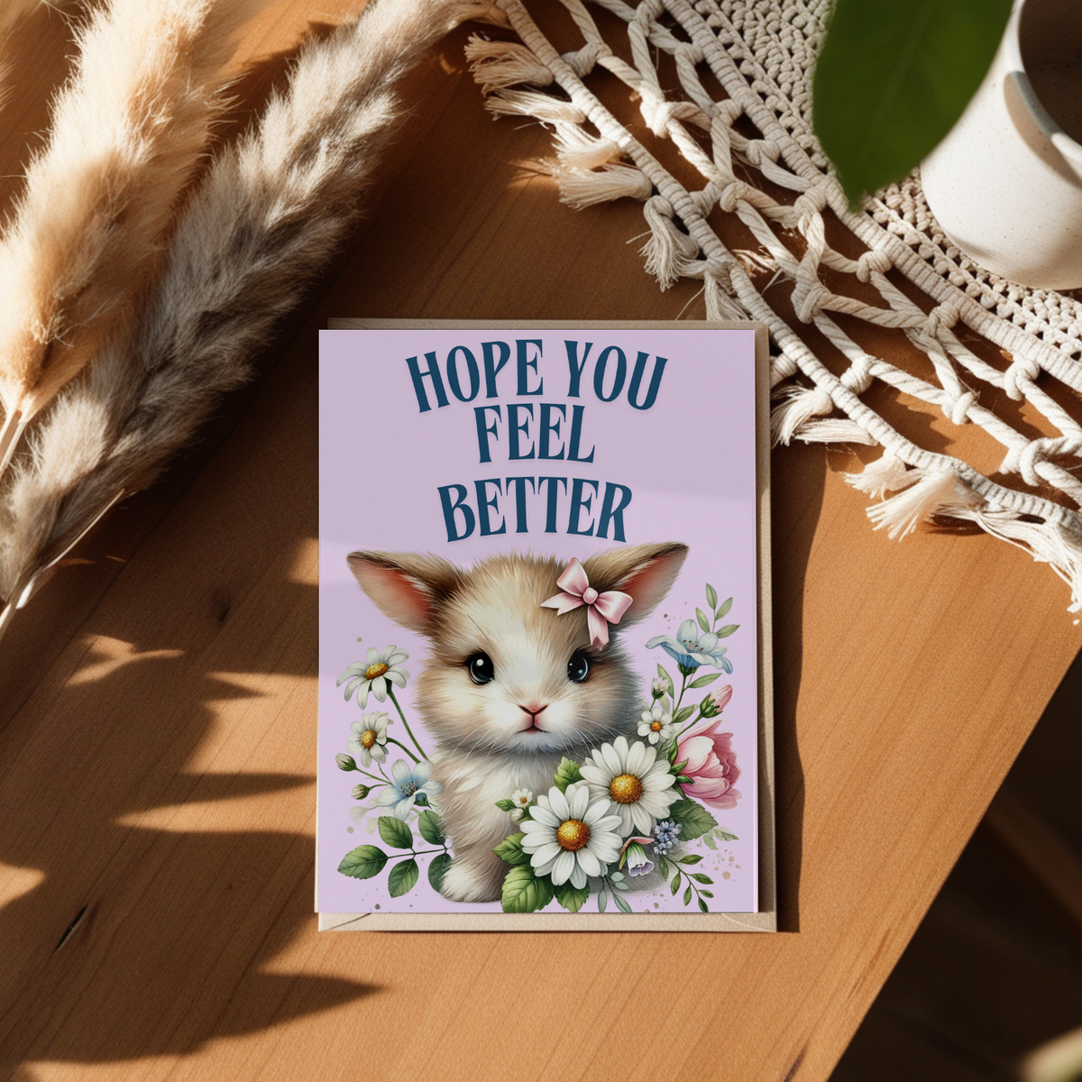 The Bunny Wishes Collection Greeting Cards: Hope You Feel Better