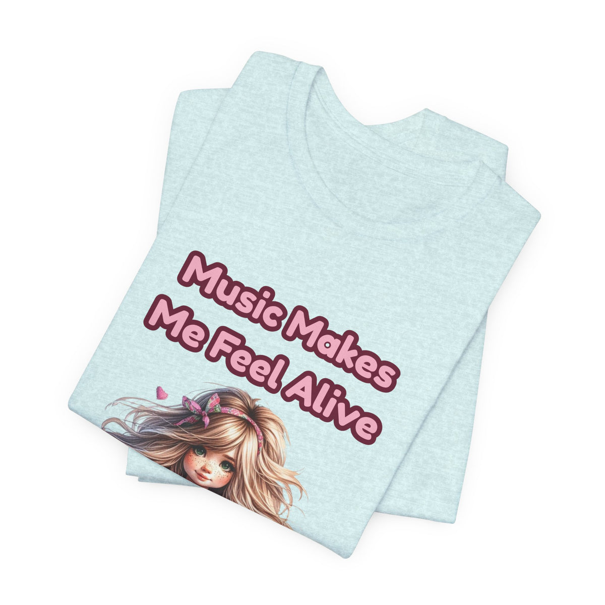Music Makes Me Feel Alive T‑Shirt - Girl with Guitar Retro Cute Tee