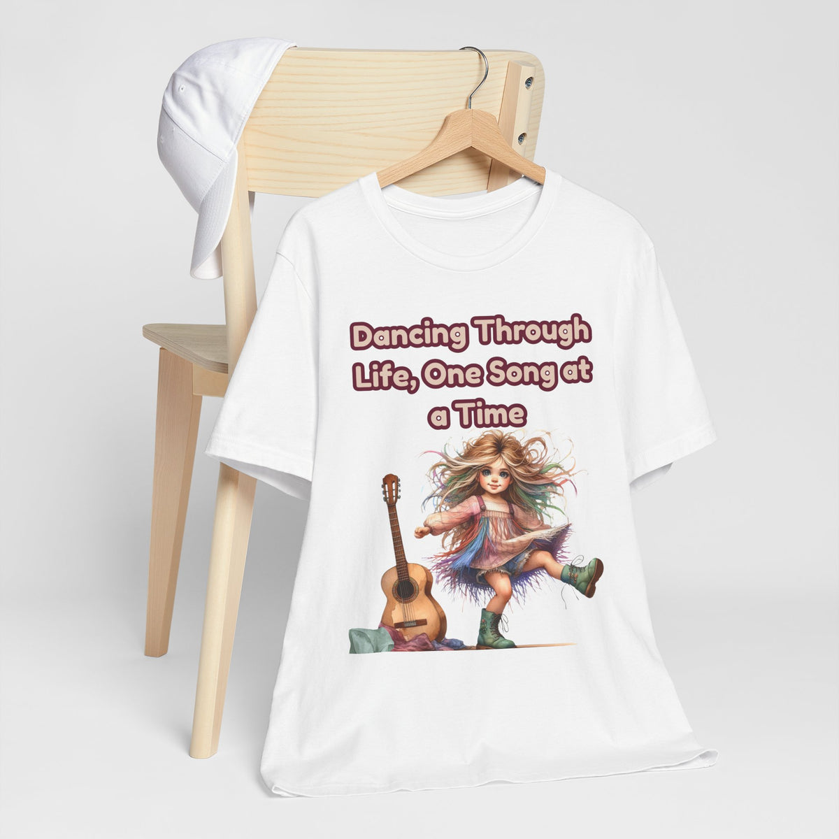 Dancing Through Life Tee — Girl with Guitar Inspirational Music Quote Shirt