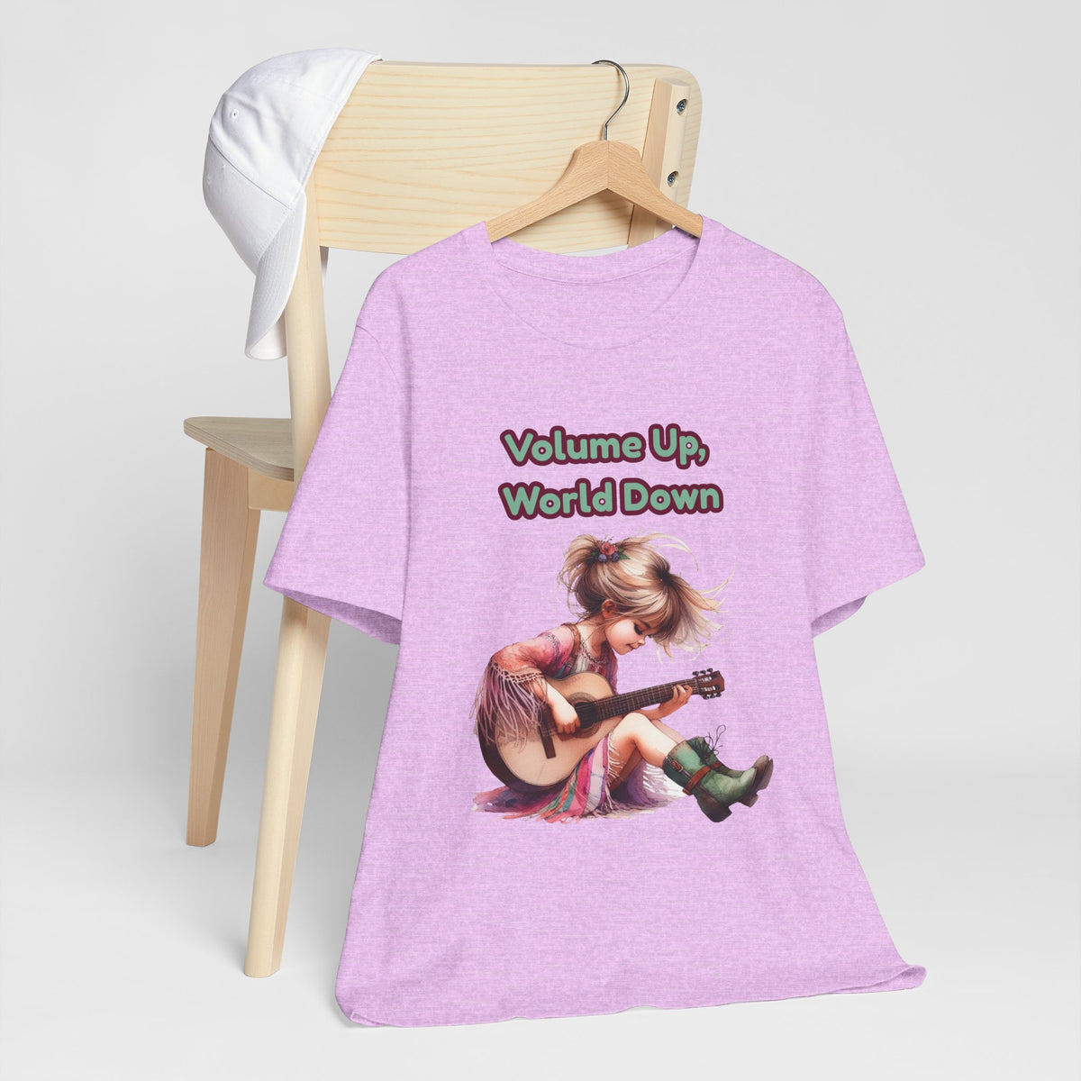 Music Lovers Volume Up, World Down Guitar Tee