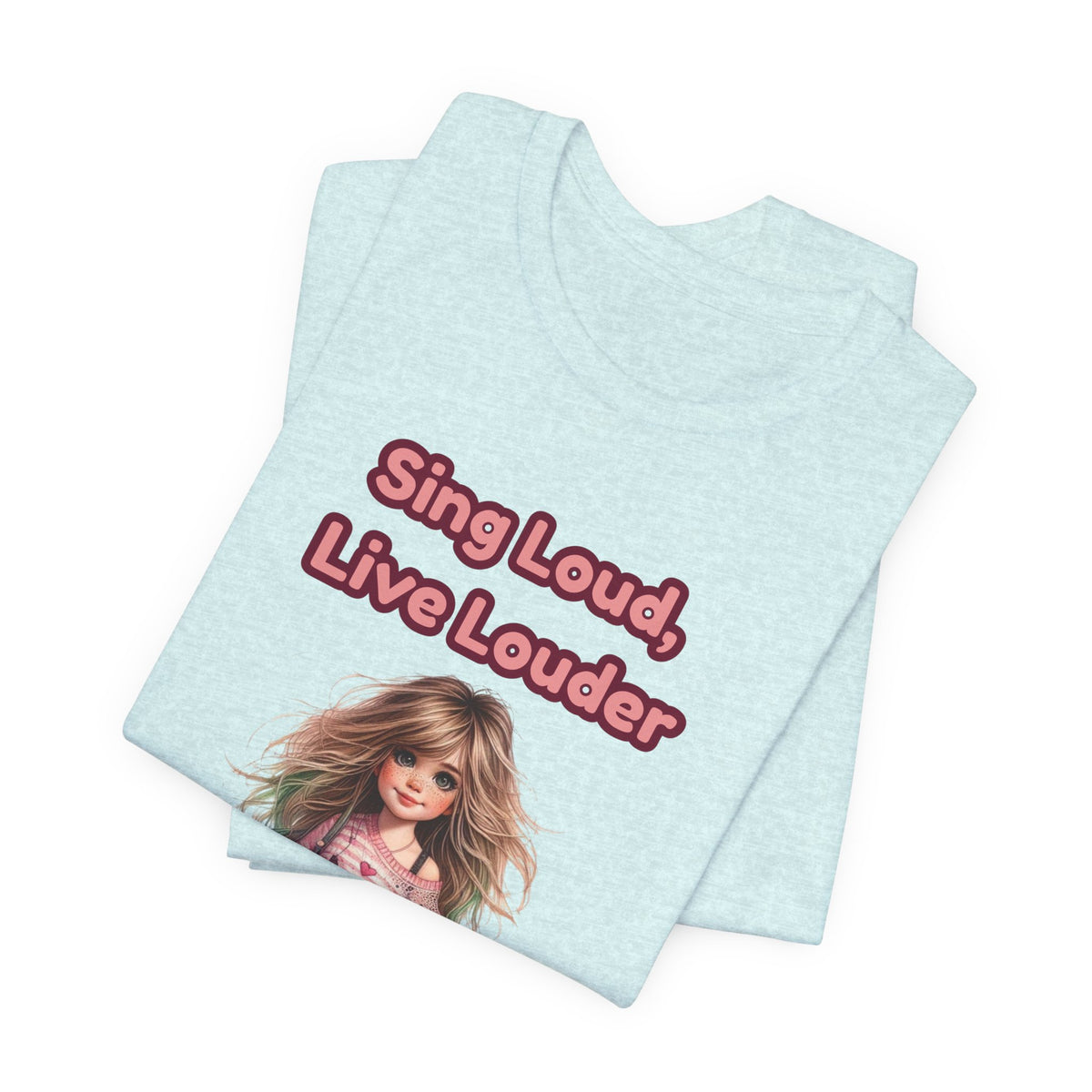 Sing Loud Live Louder Doll Graphic Tee - Cute Girl with Guitar T-Shirt