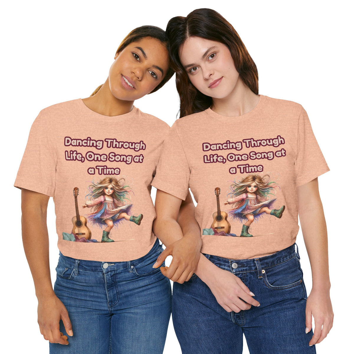 Dancing Through Life Tee — Girl with Guitar Inspirational Music Quote Shirt