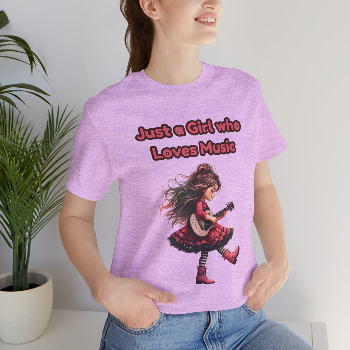 Just a Girl Who Loves Music T-Shirt — Cute Girl Guitar Graphic Tee