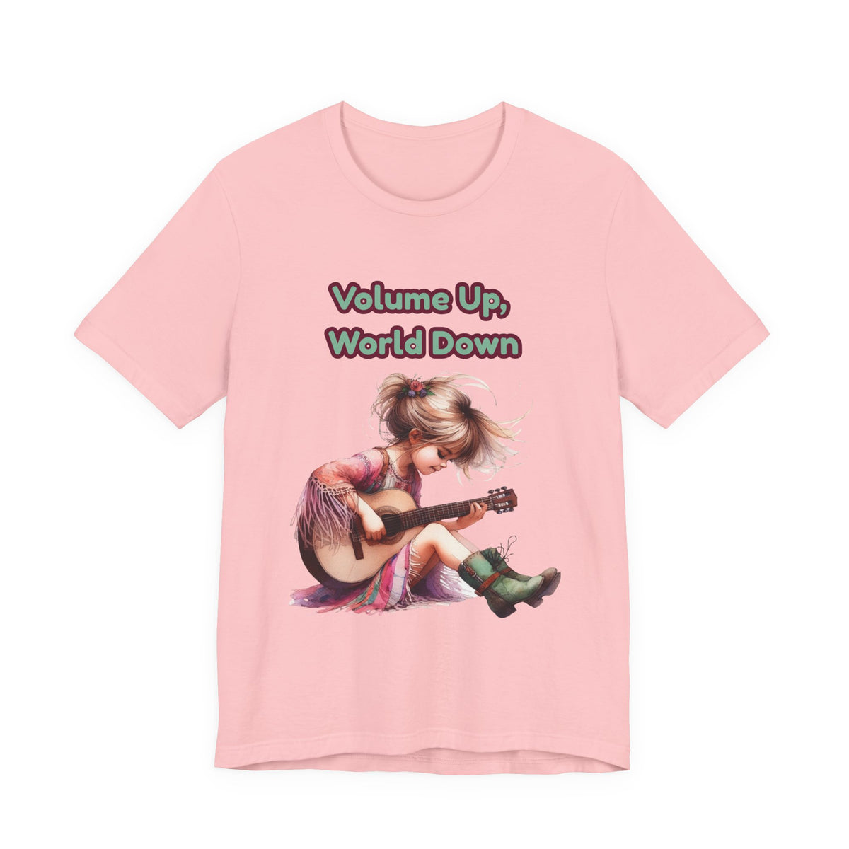 Music Lovers Volume Up, World Down Guitar Tee