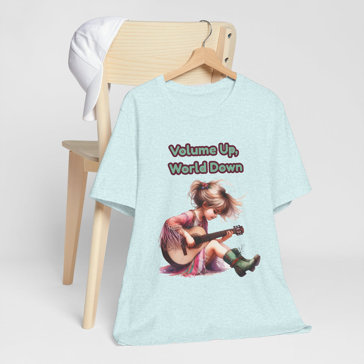 Music Lovers Volume Up, World Down Guitar Tee
