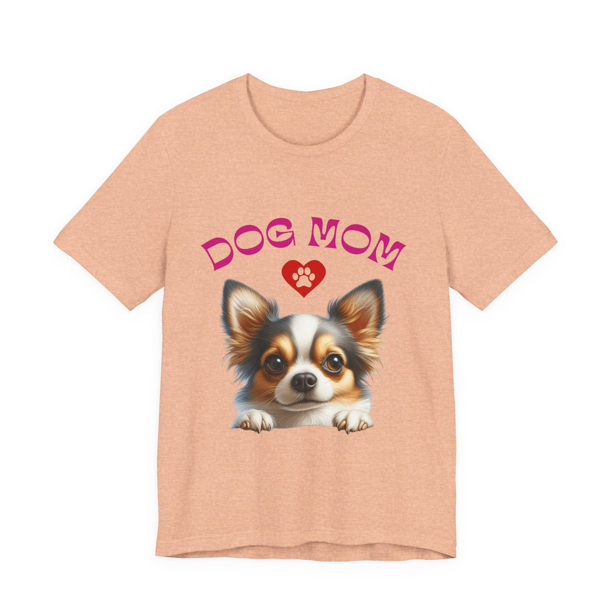 Chihuahua Dog Mom T-Shirt — Cute Chihuahua Face with Heart Paw Graphic
