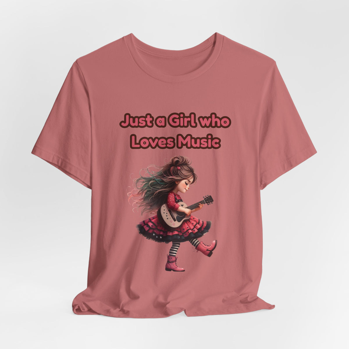 Just a Girl Who Loves Music T-Shirt — Cute Girl Guitar Graphic Tee