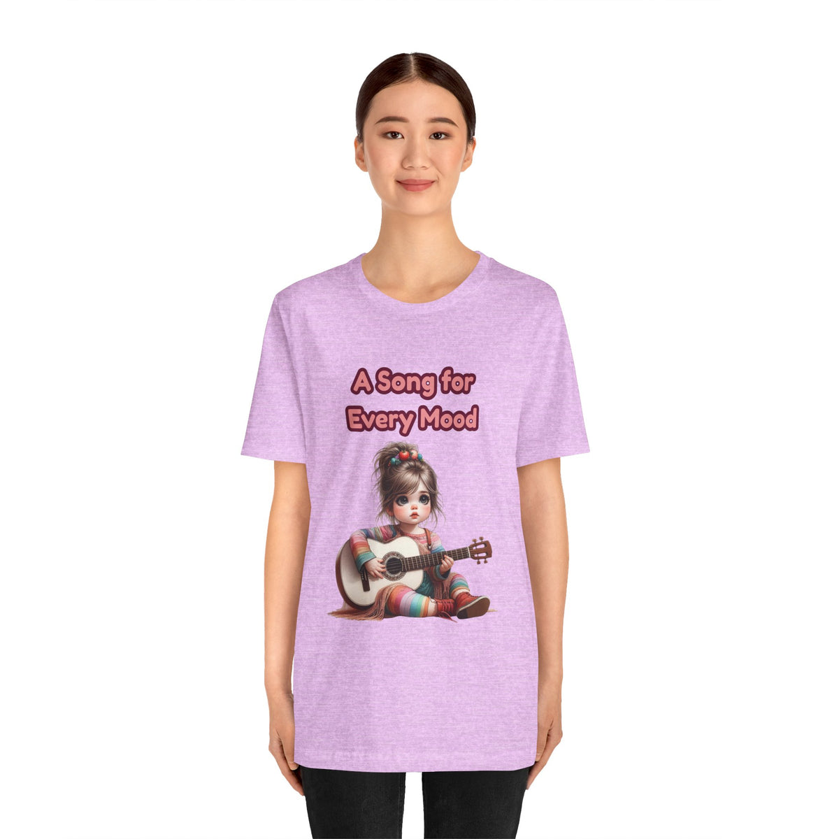 Cute Guitar Girl T-Shirt — "A Song for Every Mood" Graphic Tee