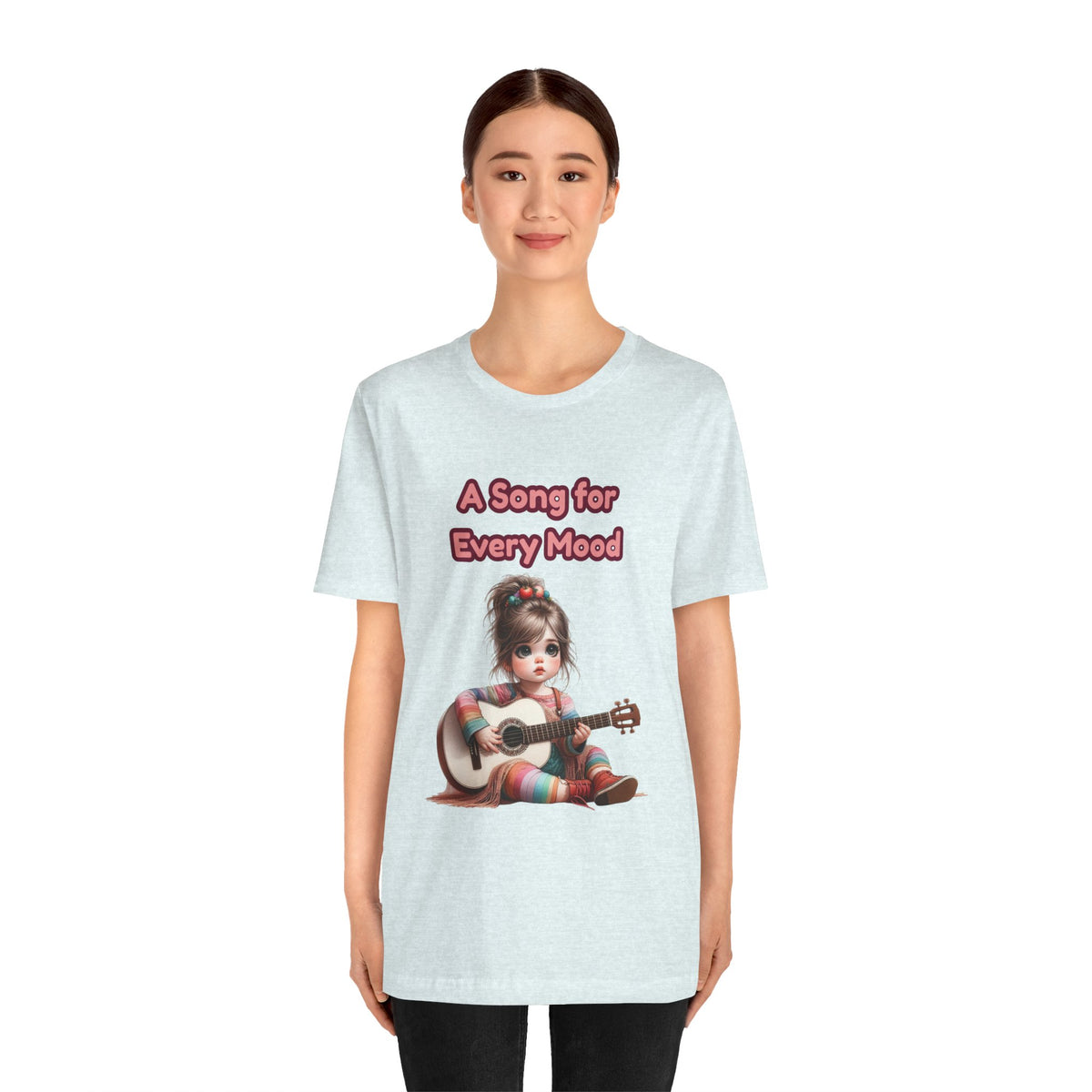 Cute Guitar Girl T-Shirt — "A Song for Every Mood" Graphic Tee
