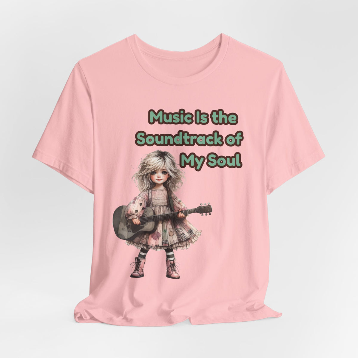 Music Is the Soundtrack of My Soul T-Shirt — Cute Girl with Guitar Tee