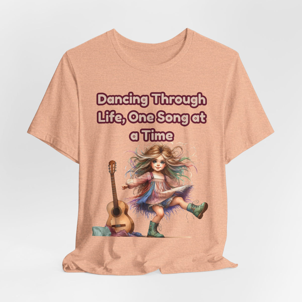 Dancing Through Life Tee — Girl with Guitar Inspirational Music Quote Shirt