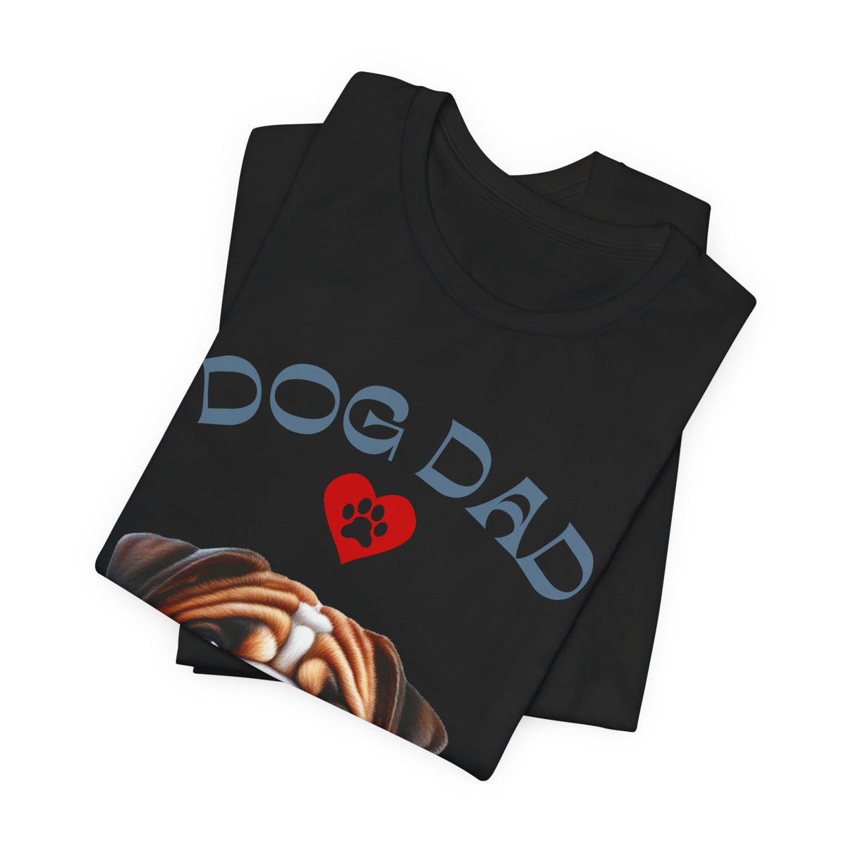Bulldog Dad T-Shirt – Cute Bulldog Graphic Tee with Heart Paw Design